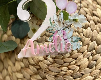 Birthday cake topper, personalised 2nd birthday acrylic cake topper, second birthday decoration