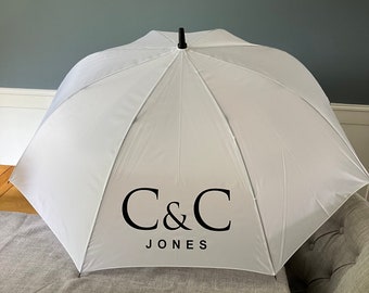 Personalised Wedding Umbrella, Bride Umbrella, Mr and Mrs Umbrella, White bridal umbrella, white umbrella, sunshade, anniversary gift