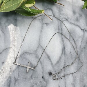 Diamond Cross Necklace | Cross Pendant Necklace | Jesus Cross CZ Necklace, Religious Gift, Dainty Cross, Religious Jewelry, Silver Cross