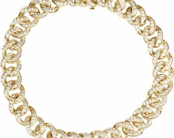 14K Yellow 1 1/2 CTW Natural Diamond Link 7" Bracelet | Platinum Bracelet | Gold Bracelet | Christmas Gifts | Birthday Gifts