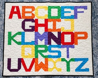 Alphabet Baby Quilt Digital Pattern | Foundation Paper Piecing FPP Block Kit & Pattern | PDF Download | Tummy Time Mat | Nursery Decorations