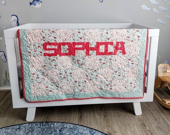 Baby Girl Name Quilt "Sophia" | Tummy Time Mat | Nursery Decor | Baby Shower Gifts