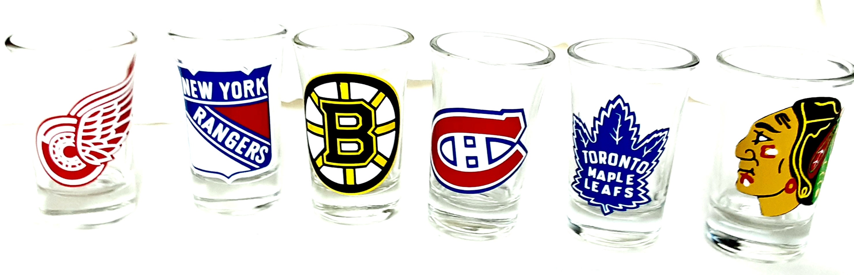 Set of The Original 6 NHL shot glasses Etsy