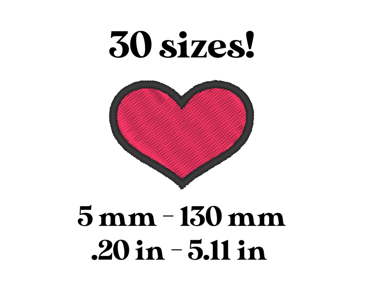 Two Color Heart Embroidery File With 30 Sizes Etsy