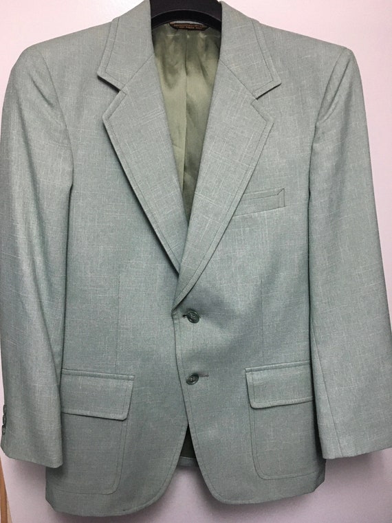 Vintage 1970s men's mint green suit 36R