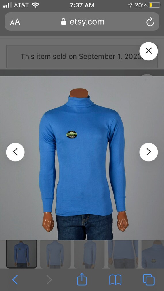 Men’s Vintage 1960s Small blue turtleneck