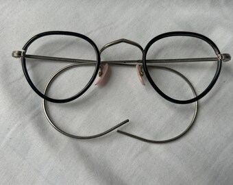 Vintage jaren 30 zwart en zilveren bril