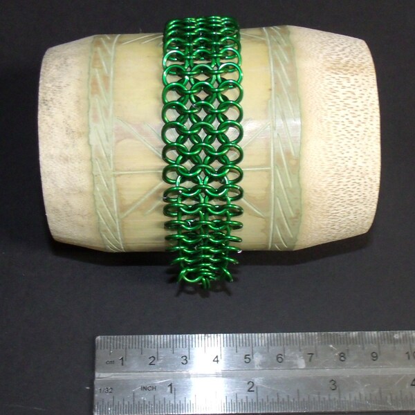 Anodized Aluminum Green European 4-in-1 Chainmail Bracelet with Surgical Stainless Toggle Clasp