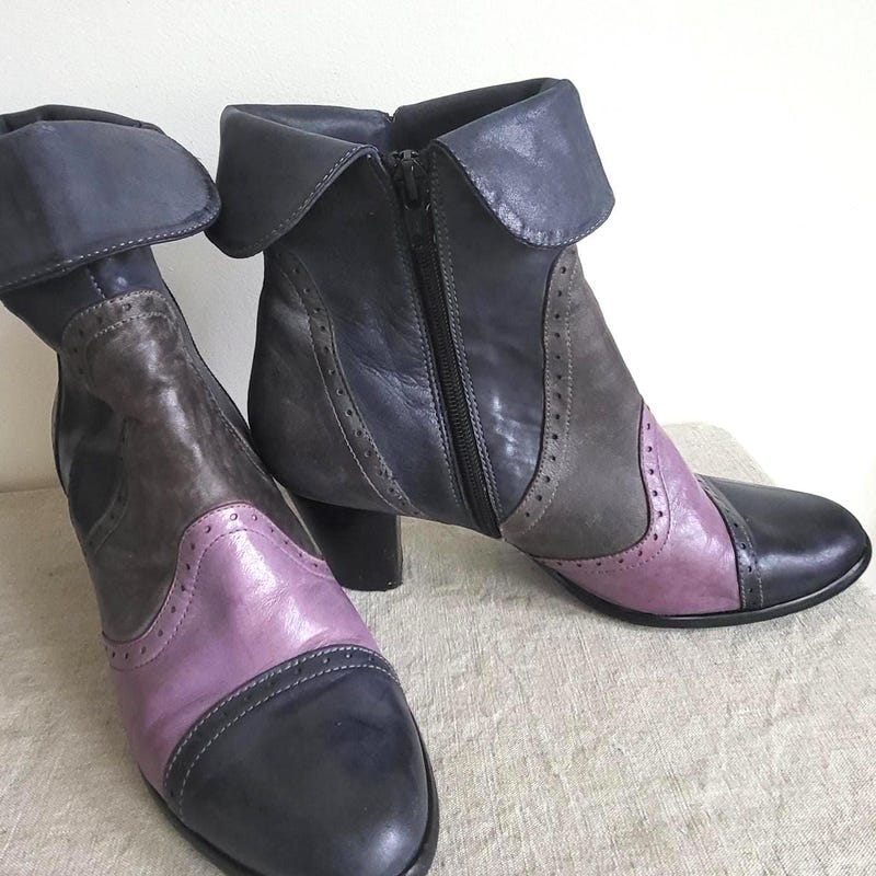 Vintage Color Block Boots - Etsy
