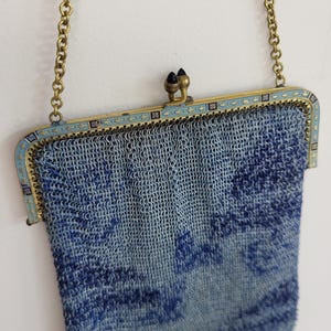 Sac Porte-Monnaie Antique Années 1910 - Maille Métallique Dorée, Style Bourse, Occasion