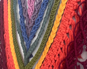 Rainbow macrame hanging