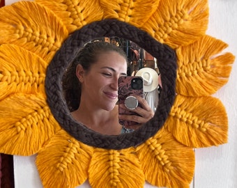 Sunflower Macrame Mirror | Boho Mirror