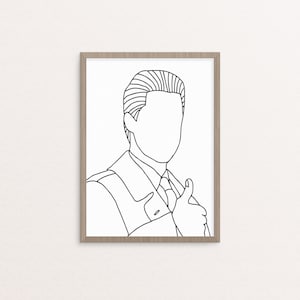 Twin Peaks, Agent Cooper, 8 x 10 Digital Art Print, Line Art Print, Digital Print