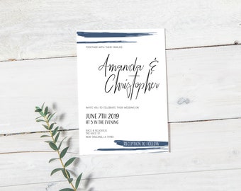 Digital Download Wedding Invitation, 5x7 Invitation, Minimal Wedding Invitation, Modern wedding invitation