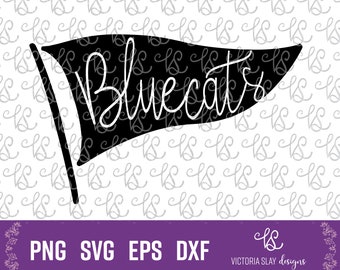 Bluecats Pennant SVG, Bluecats svg, Bluecats png, Bluecats Football Team SVG, Bluecats SVG, Bluecats Clipart, Bluecats Vinyl File