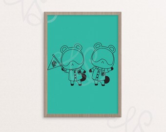 Animal Crossing Art Print, Timmy and Tommy Nook Art Print, Digital, Animal Crossing Print, ACNH Print, ACNH Art, New Horizons, Digital Art