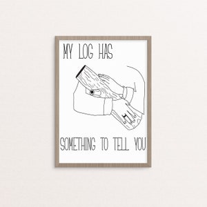 Twin Peaks, Log Lady, 8x10 Art Print, Black and White Line Art, Digital Print