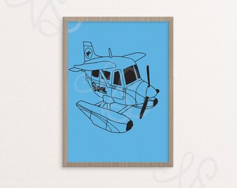 Animal Crossing Art Print, Seaplane Art Print, Digital Download, Animal Crossing Print, ACNH Print, ACNH Art, New Horizons, Digital Art