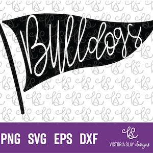 Bulldoggen Fußball Wimpel SVG | Team Spirit Vinyl Schnitt Design | Sport-Fan-Dekor | Bulldoggen Vinyl | Bulldoggen Sport