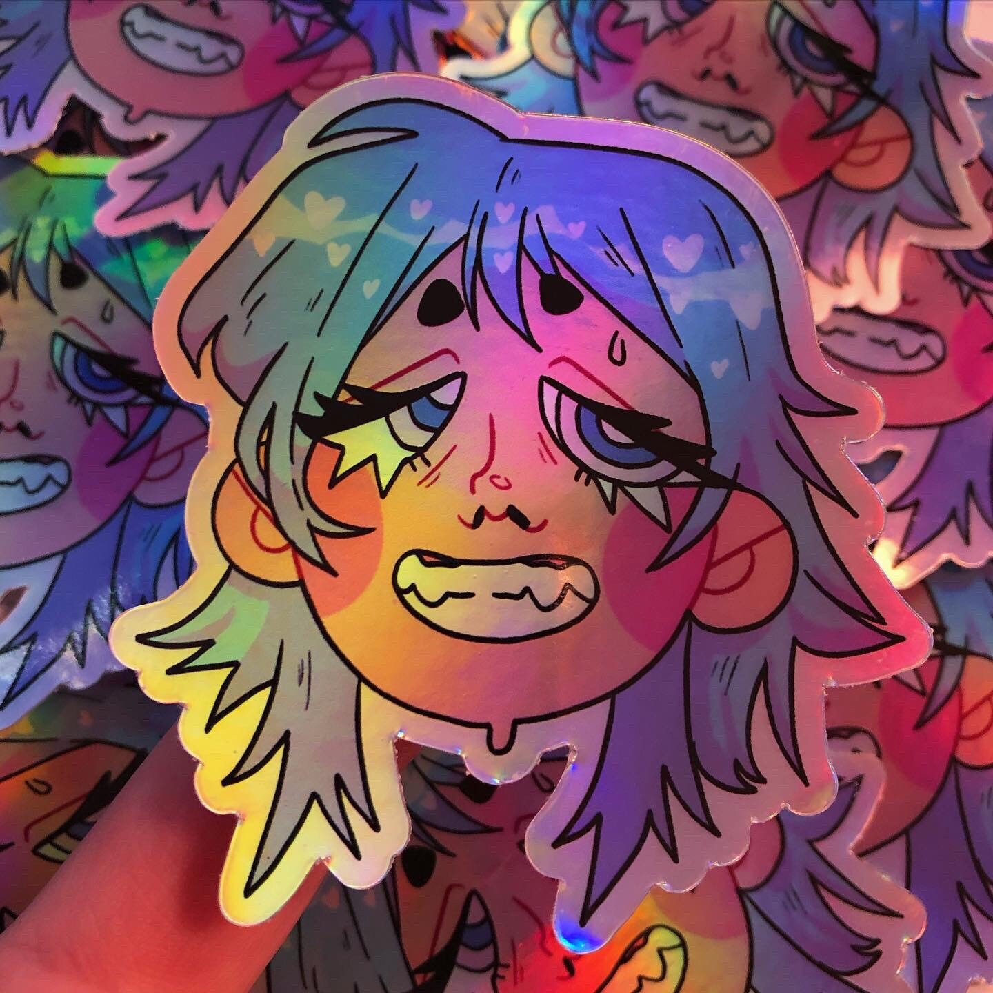 Anime Inspired Holographic Glossy Sticker Etsy