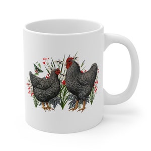 Barred Rock Chicken Mug, Country Garden Coffee Cup, Retro Kitchen Decor