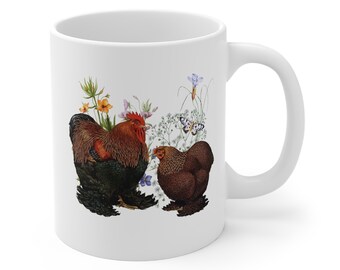 Tazza con pollo Cochin, tazza da tè in stile cottagecore