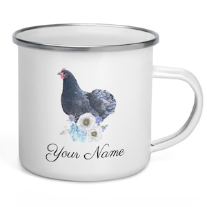 Personalized Name Camping Mug, Hen, Custom Enamel Mug