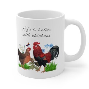 Taza para amantes de los pollos: Leghorns marrones, estilo rústico