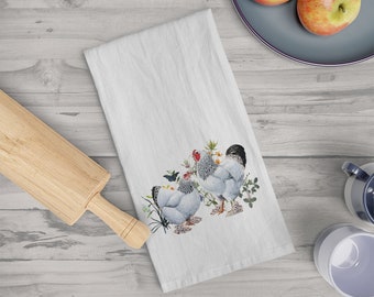 Light Brahma Chicken Tea Towel, Nature Inspired Decor, Farmhouse Kitchen Towel