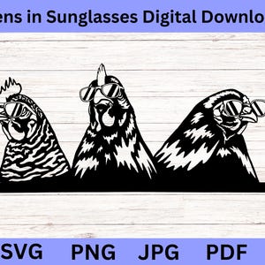 Funny Animal SVG, Chicken Design, Farm SVG, Hand Drawn Vector Art, Digital Download, Cute Hens