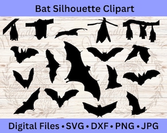 Bat Silhouettes Bundle: Halloween Decor (SVG, PNG, DXF)