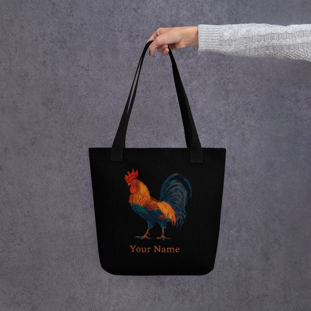 Sac d'orte noir, coq, sac de sac de sac personnalisable