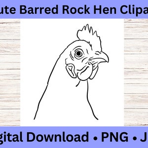 Art animalier de poule de roche barrée, téléchargement immédiat, clipart de poulet dessiné à la main
