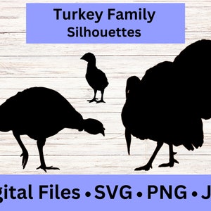 Cute Turkey Family SVG Files, Thanksgiving Clipart, Farm Animal Design Elements