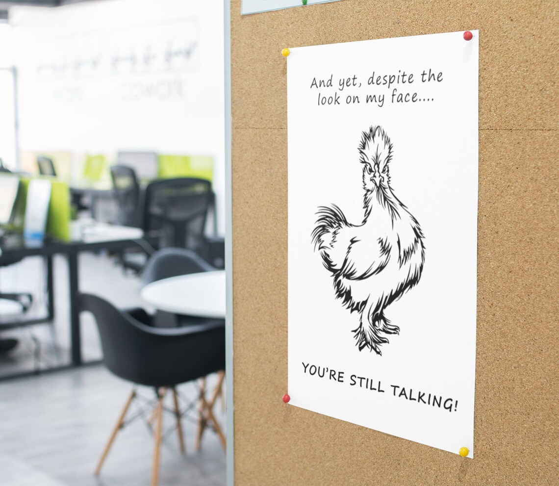 Funny Animal Wall Art Office Wall Art Silkie Chicken Funny Etsy