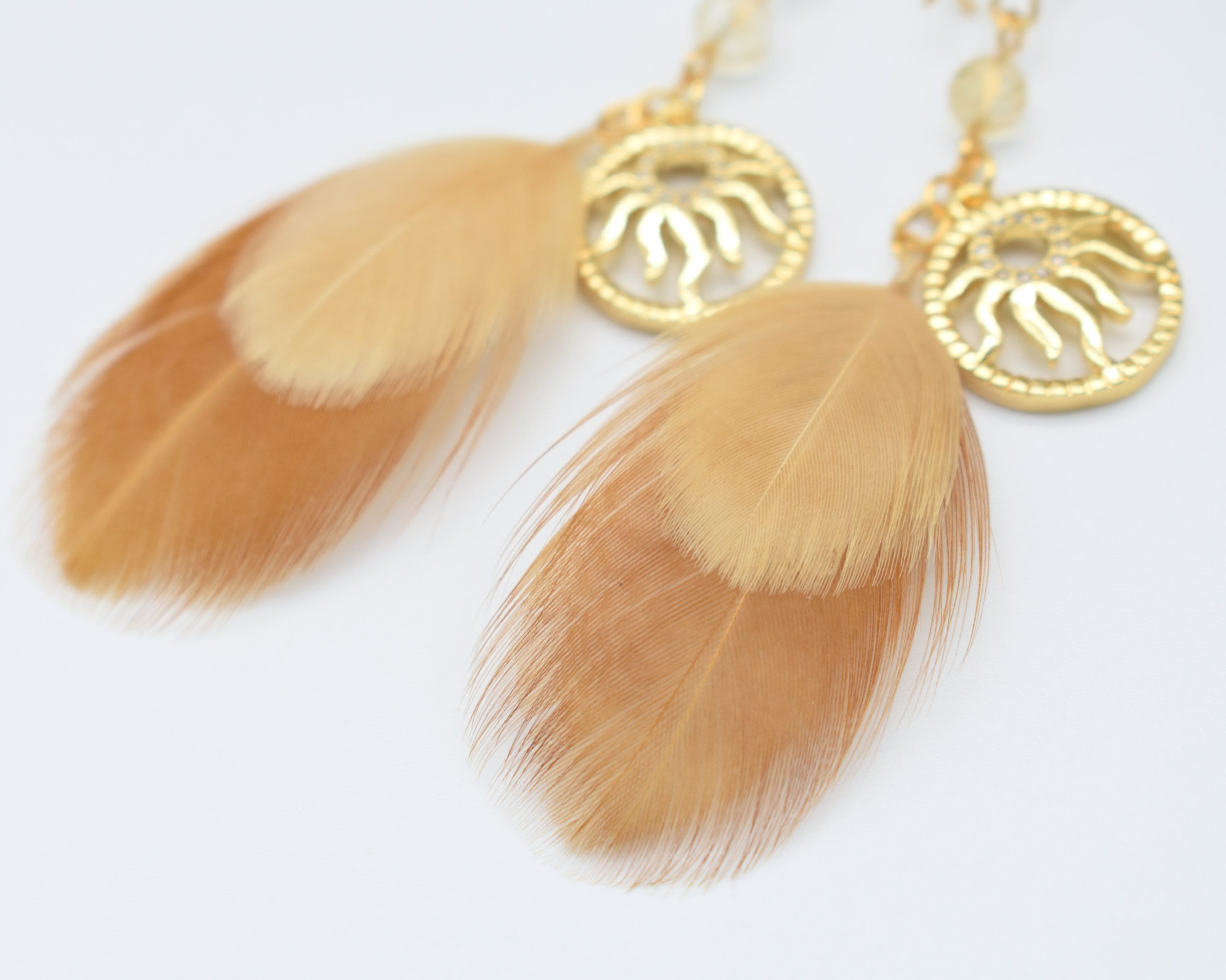 Celestial Earrings Dangle Sun Earrings Gold Feather - Etsy