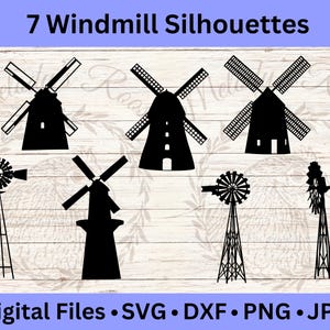Schattige boerderij windmolen clipart, rustiek silhouet SVG, boerderij png, bestanden knippen, pictogram