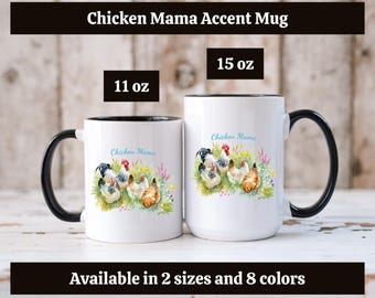 Gebloemde moedermok kip, boho-mok huisdiereigenaar, koffieliefhebber