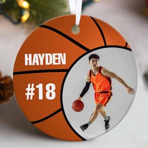 Personalized Basketball Ornament, Custom Basketball Christmas Gift, Basketball Player Ornament, Sports Team Ornament, Keepsake for Players