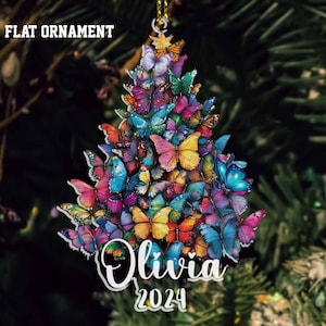 Personalized Butterfly Christmas Tree Ornament, Colorful Butterfly Decor, Custom Name Butterfly Xmas Ornament, Unique Butterfly Keepsake