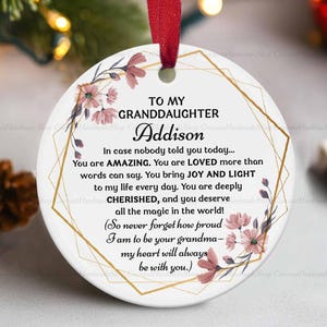 Personalized Granddaughter Christmas Ornament 2025, Custom Name Keepsake, Sentimental Christmas Gift for Granddaughter from Grandma