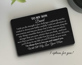 Personalized Wallet Insert Card For Son, Metal Wallet Card For Son, Sentimental Keepsake Gift for Son on Graduation/Birthday from Parents