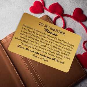 Personalized Wallet Insert Card for Brother, Metal Wallet Card for ...