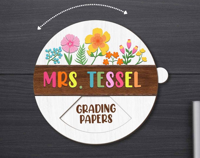Rotating Spinner Sign Rotating & Spinning Teacher Sign With Custom Status, Personalized Sign ...