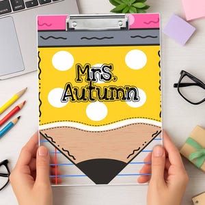 Custom Pencil Teacher Acrylic Clipboard, Teacher Name Clipboard, Back to School Teacher Gift, Teacher School Supplies,Teacher Appreciation