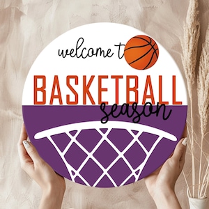 Basketball Door Sign, Welcome Basketball Sign Front Door, Basketball Door Hanger, Welcome to Basketball season, Sports Decoration