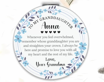 Personalized Compact Mirror For Granddaughter, Granddaughter Birthday Gift, Sentimental Mirror For Granddaughter, Useful Gift From Grandma