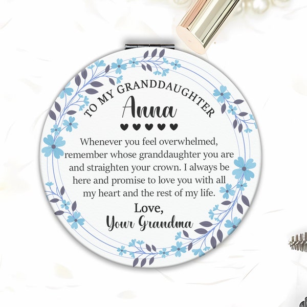 Personalized Compact Mirror For Granddaughter, Granddaughter Birthday Gift, Sentimental Mirror For Granddaughter, Useful Gift From Grandma