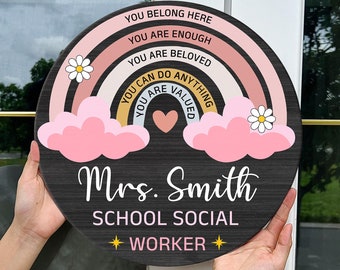 School Social Worker Office Sign, Social Worker Door Hanger, Psychologist Decor, School Psychologist, Teacher Appreciation Week Gift Ideas