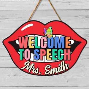 3D Welcome To Speech Therapy Door Sign, Personalized Speech Teacher Sign for SLP Room Decor, Speech Language Pathologist Gift, New SLP Gifts